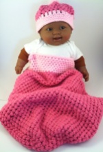 Pink Crochet Baby Cocoon Hat Set