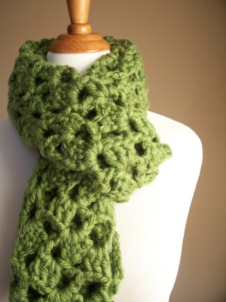 Avocado Green Chunky Crochet Scarf